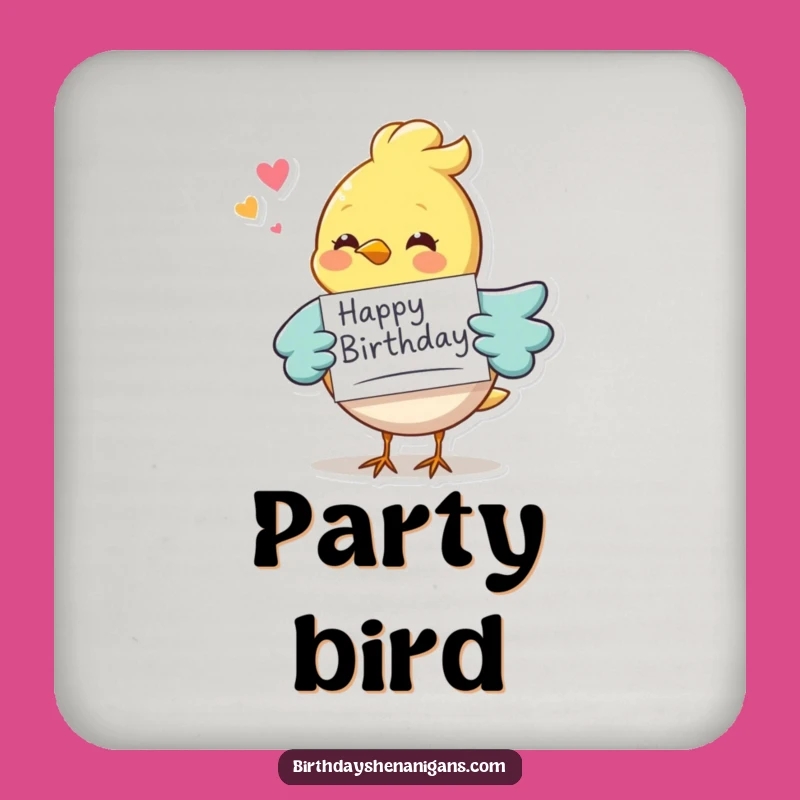 Funny Bird Birthday Coaster Set: Protect Surfaces with Festive Fun