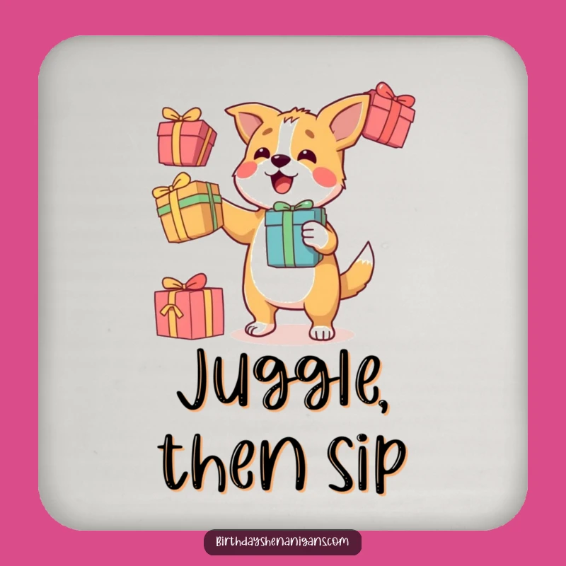 Funny Dog Juggling Coaster: Determined Character, Gifts, Party Decor