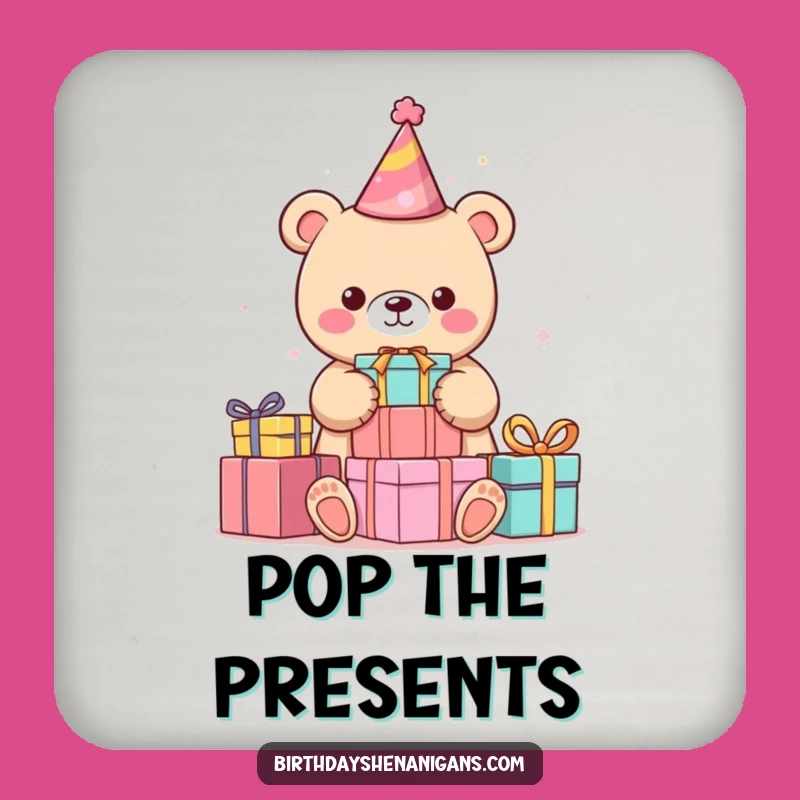 Funny Kawaii Bear Party Coaster: Hilarious Gift to Protect Surfaces with Style