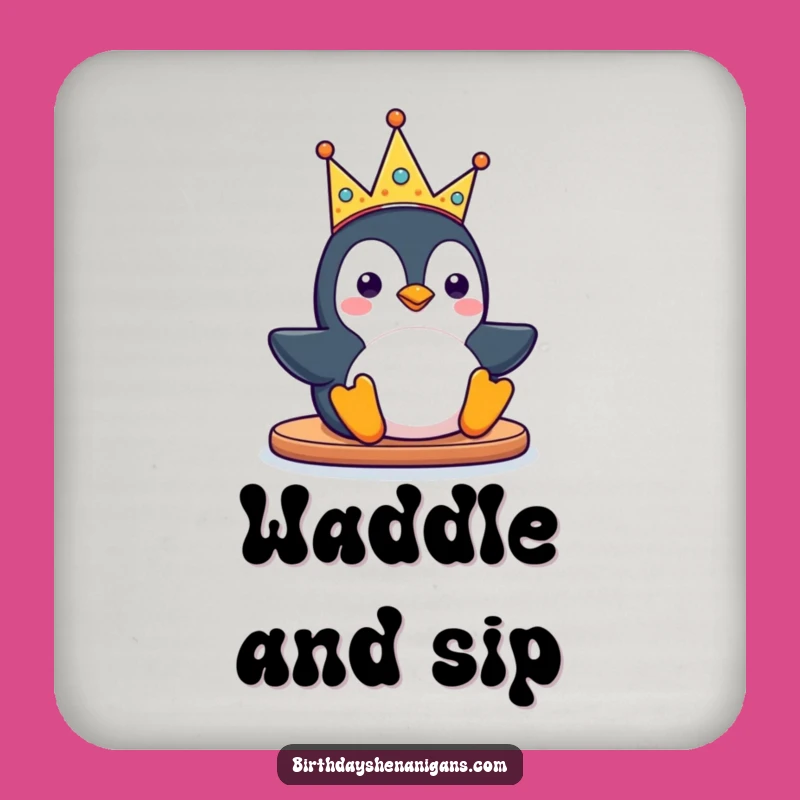 Funny Kawaii Penguin Drink Coaster: Sliding Fun for Table Protection, Gift