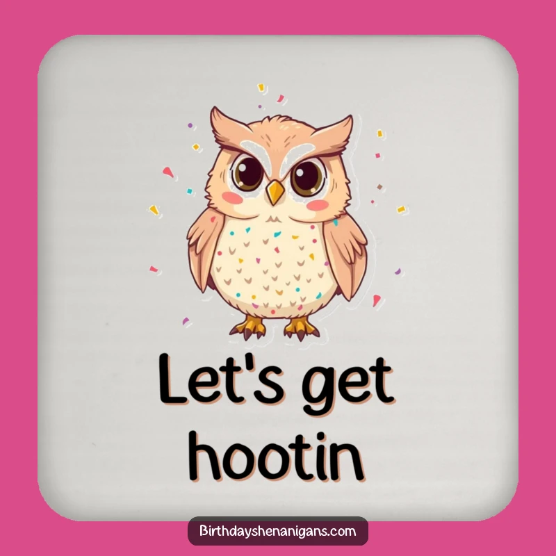 Funny Mischievous Owl Confetti Coaster: Protect Surfaces with Party Flair