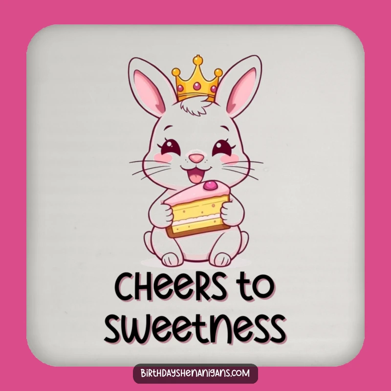 Funny Rabbit Cake Coaster Set - Protect Surfaces with Royal Charm