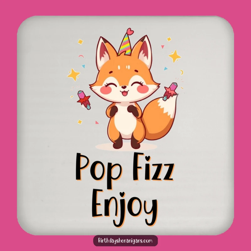 Funny Fox Juggling Drink Coaster: Protect Surfaces with Fun!