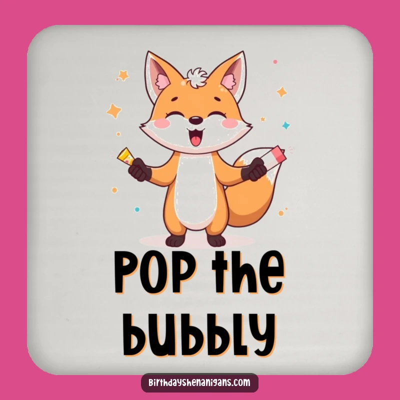 Funny Fox Juggling Party Poppers Coasters: Protect Your Surfaces with Hilarious Style