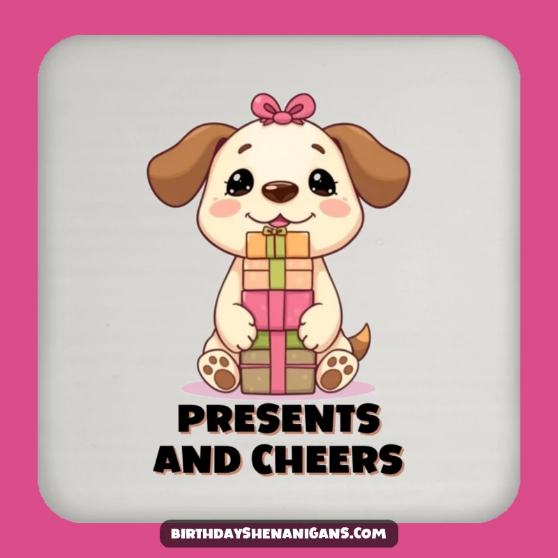 Protect Surfaces Funnily: Kawaii Dog Present Coaster Set