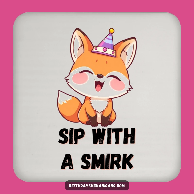 Funny Fox Party Crown Coaster - Protects Surfaces with Giggling Charm Gift