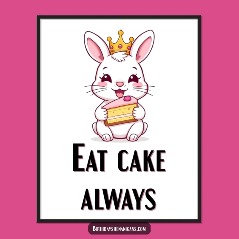 Funny Rabbit Cake Poster - Royal Wall Art for Festive Spaces