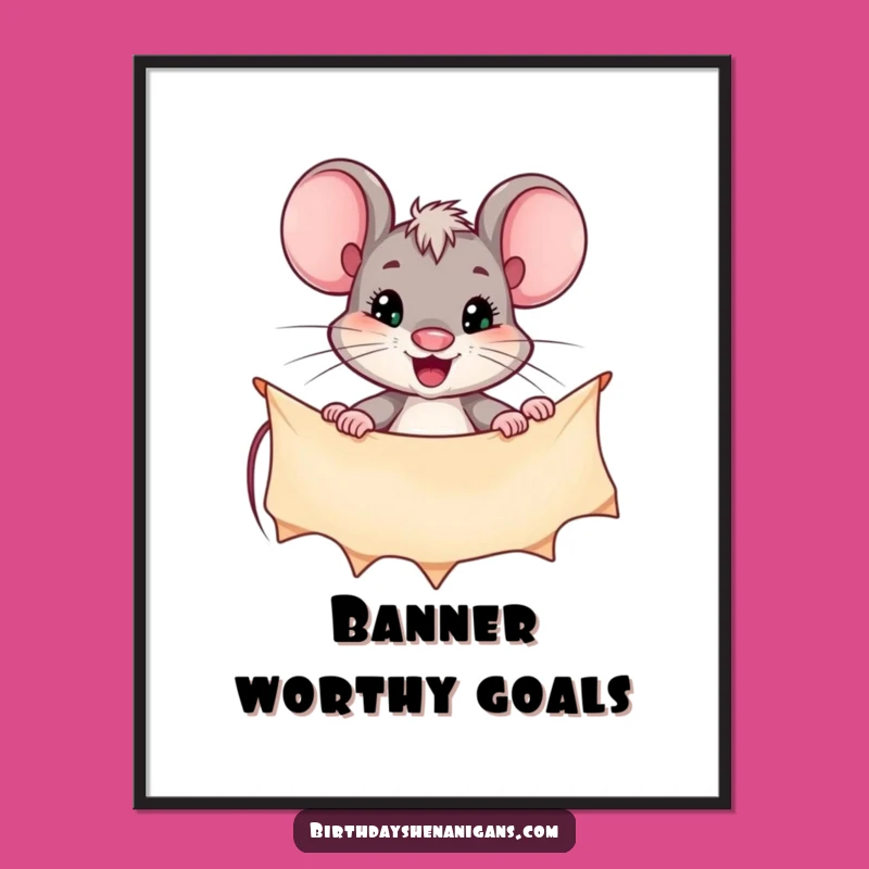 Funny Determined Mouse Banner Poster: Inspire with Hilarious Rodent Art!