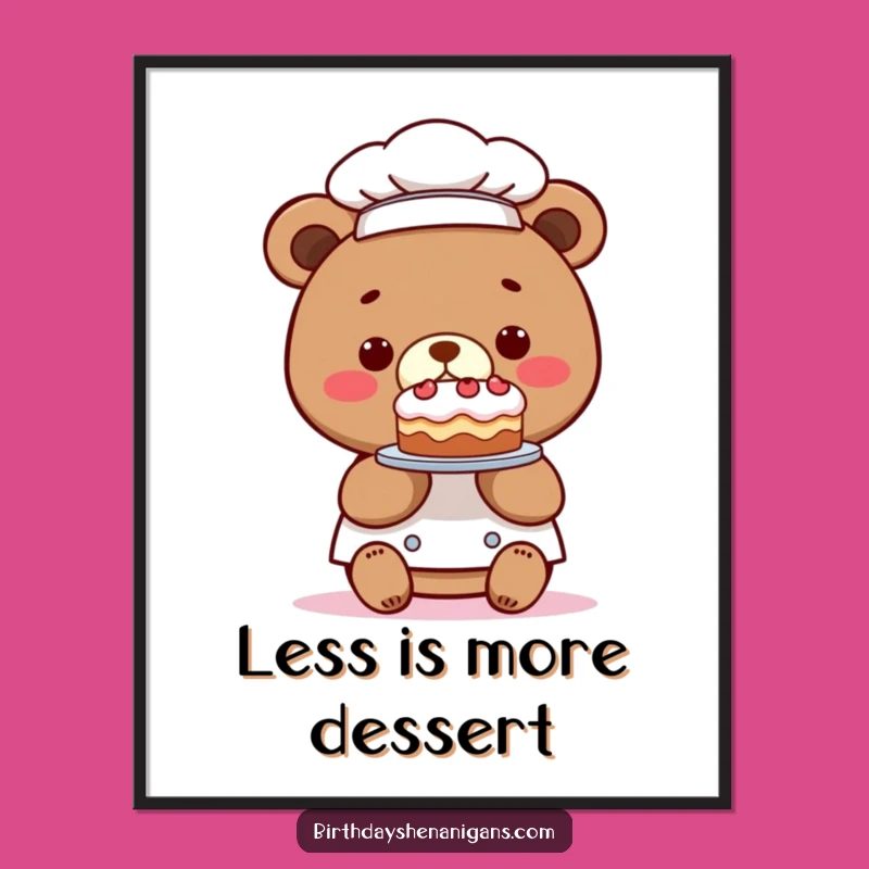 Funny Kawaii Bear Chef Tiny Cake Poster: Decorate with Culinary Comedy