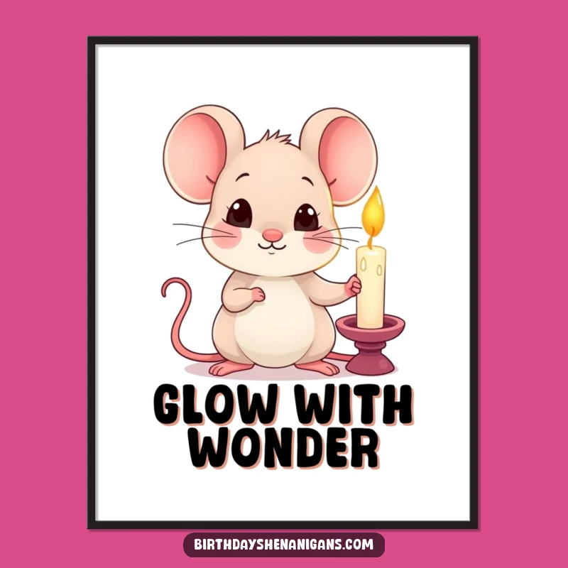 Funny Kawaii Mouse Candle Poster: Hilarious Wall Art for Curious Spaces
