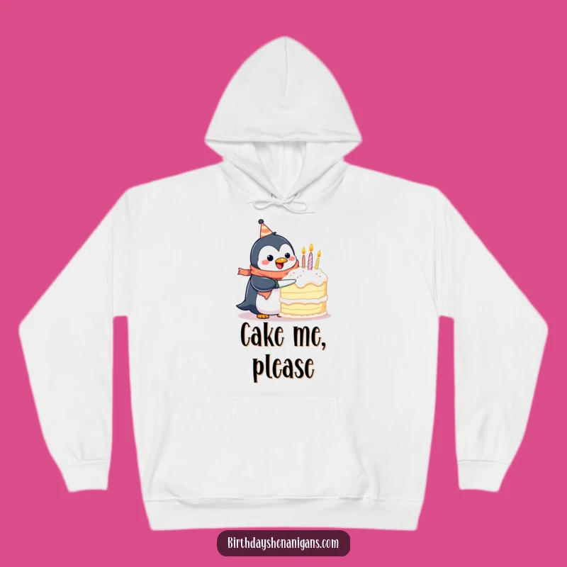 Funny Penguin Birthday Scarf Hoodie: Cozy & Comical Cake Scene, Your Perfect Funny Gift!
