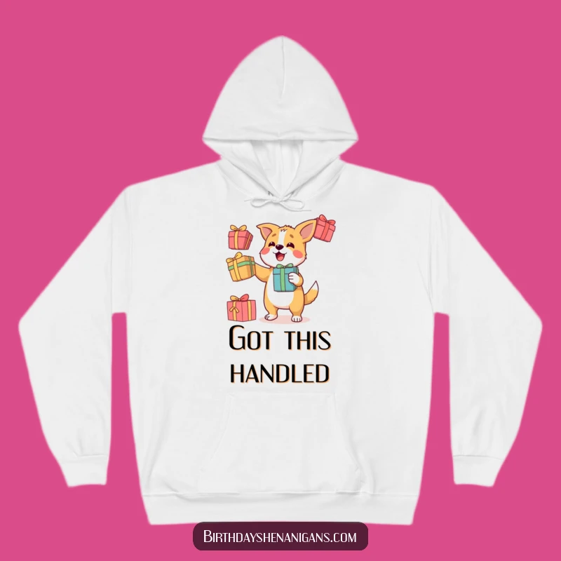 Cozy Funny Dog Juggling Hoodie: Determined Character, Gifts, Warm Fun