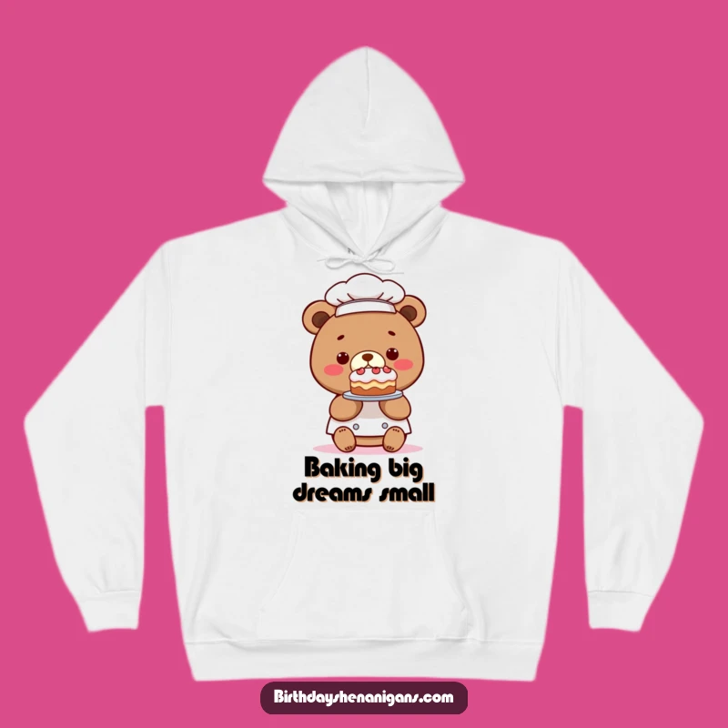 Cozy Funny Kawaii Bear Chef Tiny Cake Hoodie: Warm Hugs and Tiny Treats