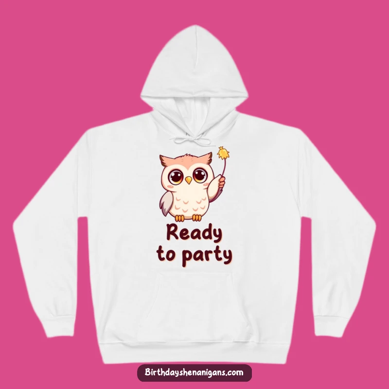 Cozy Up the Fun: Funny Kawaii Owl Party Hoodie