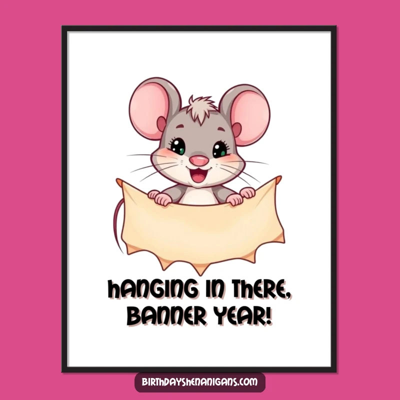 Free Printable Wall Art: Determined Mouse Hanging Banner for Quirky Home Decor