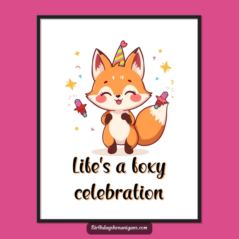 Funny Free Printable Wall Art: Juggling Fox Party Decor Downloadable