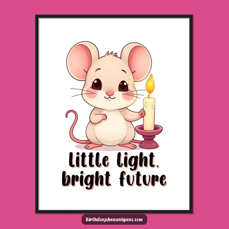 Funny Free Printable Wall Art: Mouse with Candle, a Curious DIY Downloadable Decor