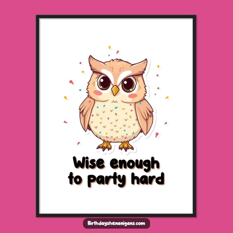 Funny Printable Wall Art: Mischievous Owl Confetti, Quirky Free Downloadable Decor for Whimsy