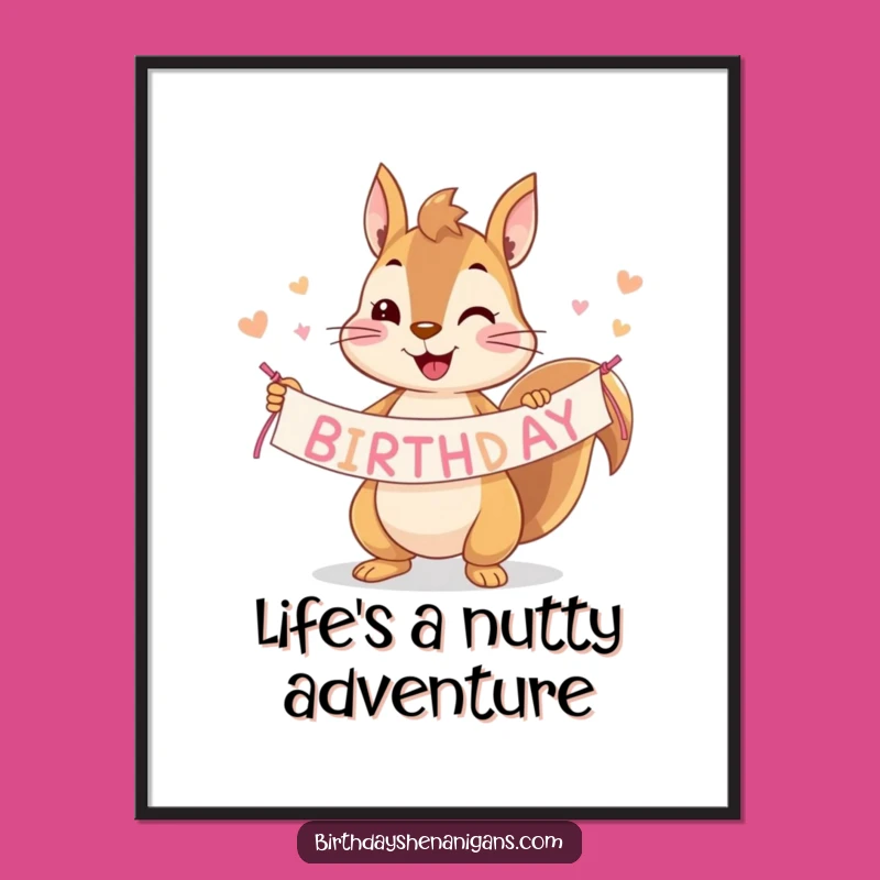 Funny Free Printable Wall Art: Squirrel Banner Decor Downloadable Gift