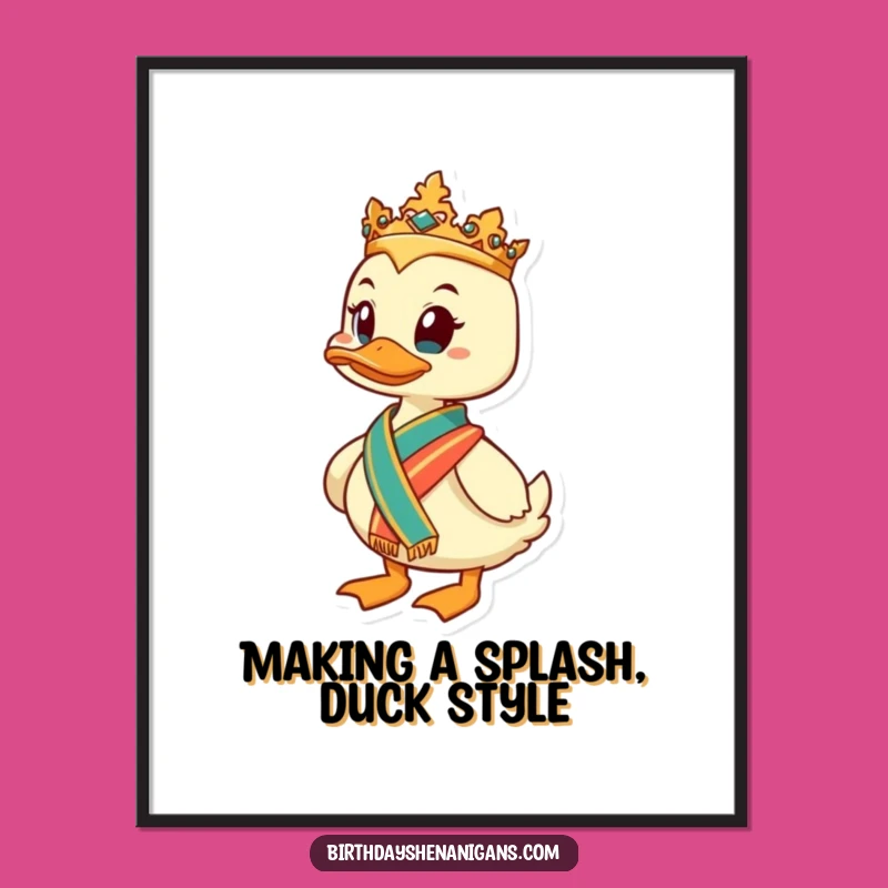 Funny Printable Wall Art: Regal Duck Sash, Quirky Free Downloadable Decor for Dignified Charm