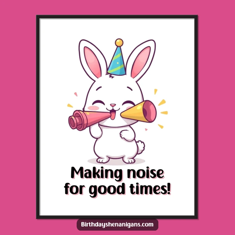 Free Printable Funny Bunny Party Wall Art - Cheerful Downloadable Decor