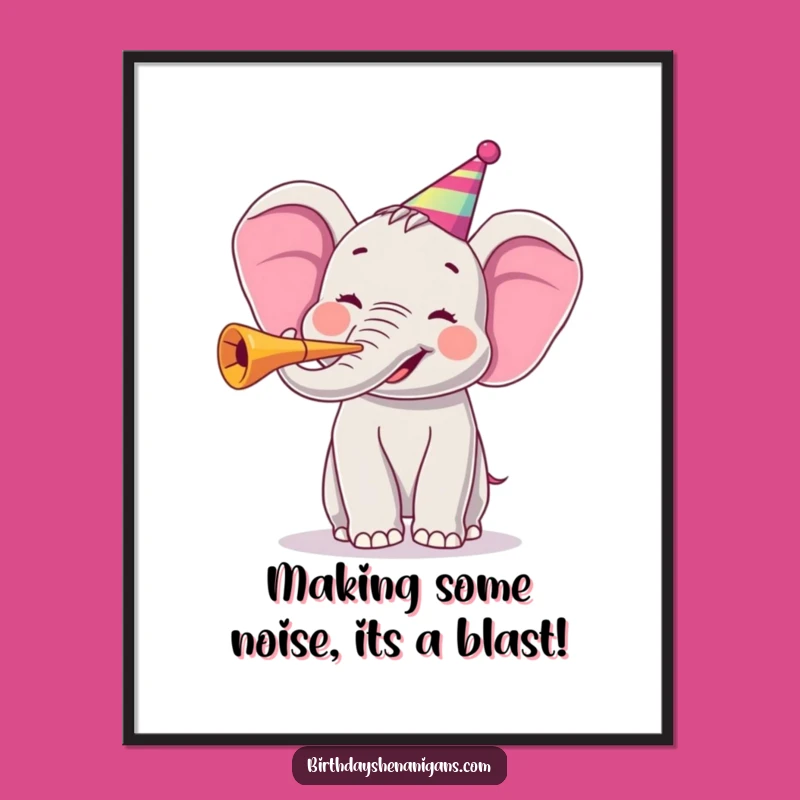 Free Printable Wall Art: Joyful Elephant Horn for Quirky Home Decor