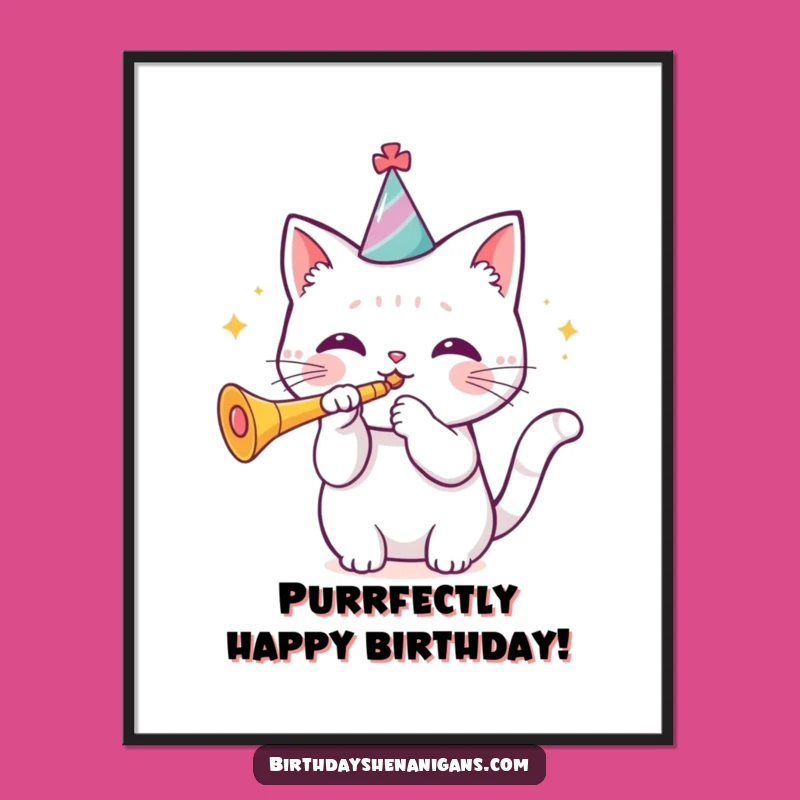 Free Printable Wall Art: Festive Kawaii Cat Art, DIY Gift!