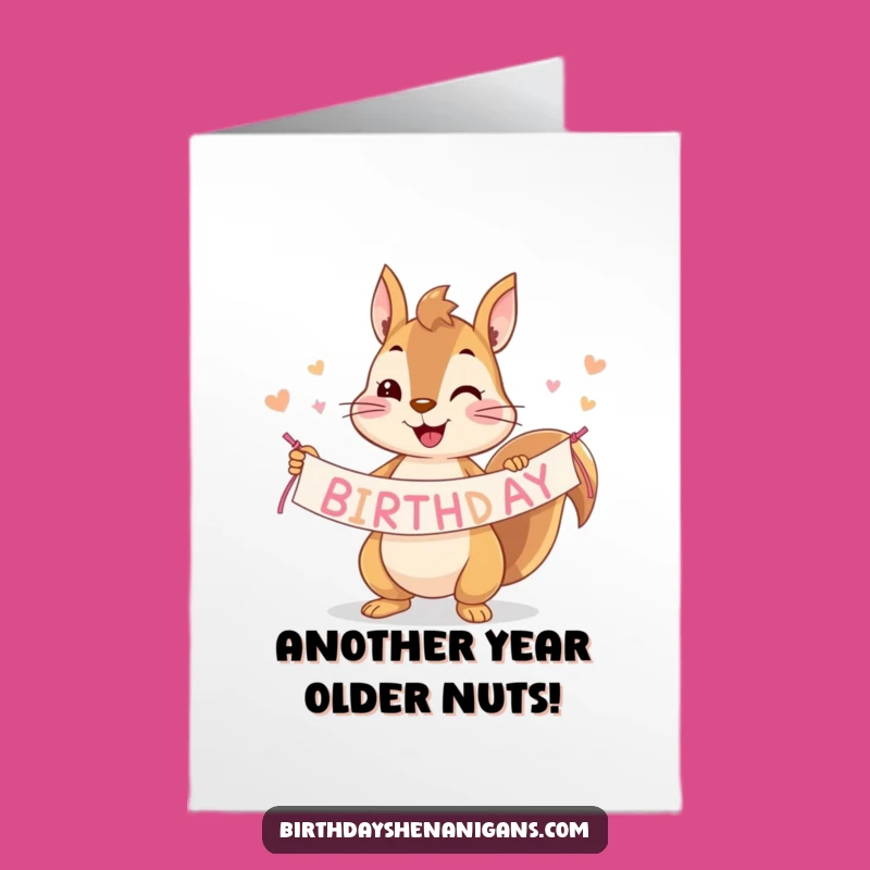 Free Printable Birthday Card: Funny Squirrel Banner Downloadable Gift