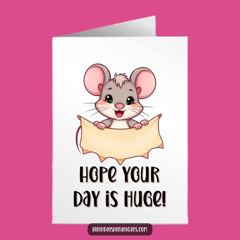 Free Printable Birthday Card: Determined Mouse Decorating for a Funny Downloadable Gift