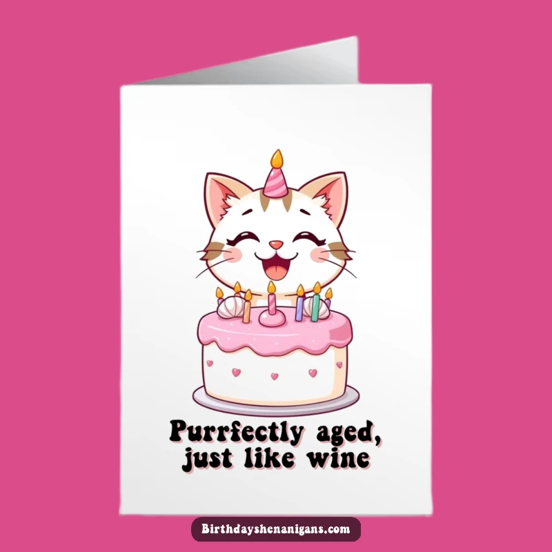 Free Printable Birthday Card: Happy Kawaii Cat Baking Cake for a Fun DIY Downloadable Gift