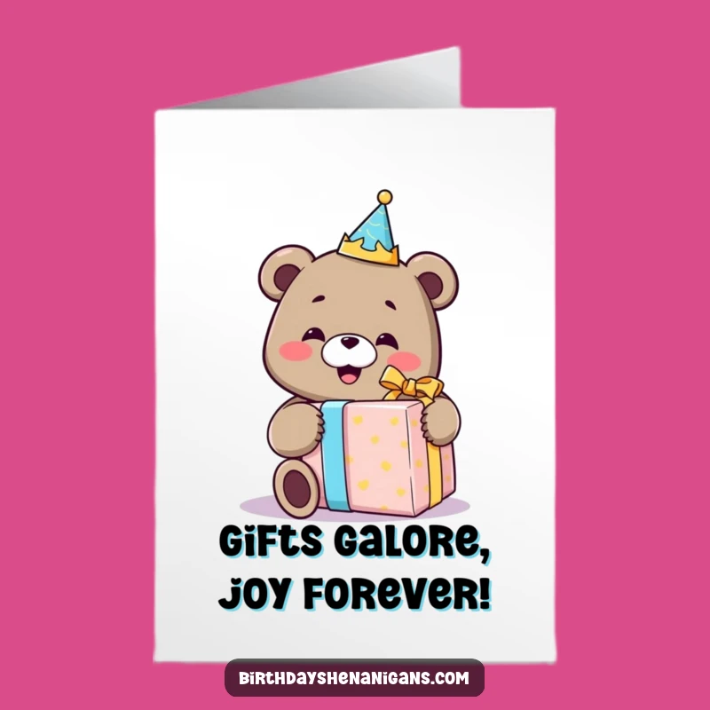 Free Printable Birthday Card: Bear Unwraps Giant Gift For Hilarious DIY Celebration