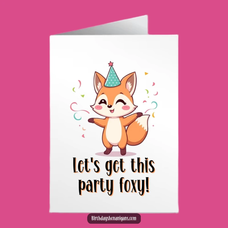 Free Printable Fox Birthday Card: Sparkly Dancer Streamer Fun Downloadable