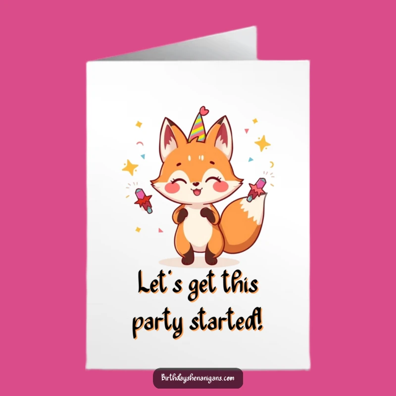 Free Printable Birthday Card: Juggling Fox Popper Fun Downloadable