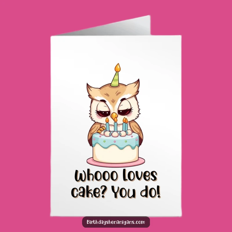Free Printable Birthday Card: Curious Owl Cake, Whimsical DIY Celebration Gift