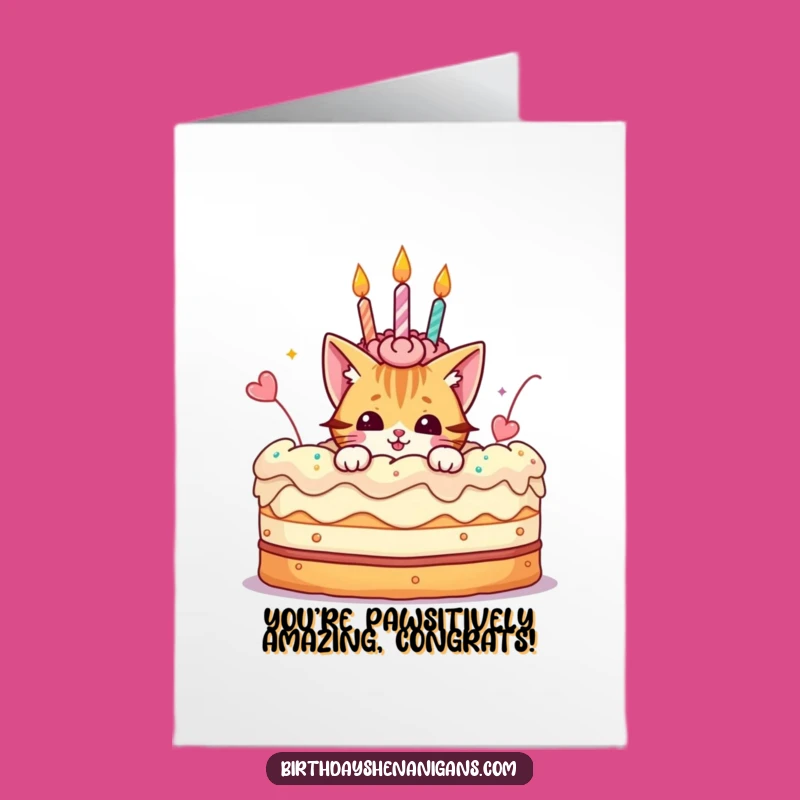 Free Printable Cat Congrats: Downloadable Funny Card for Celebrating Sweet Success Gift