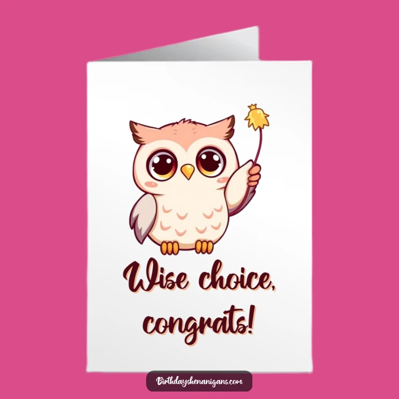 Free Printable Congrats Card: Funny Kawaii Owl & Streamers, Cheerful Downloadable Greeting for Success