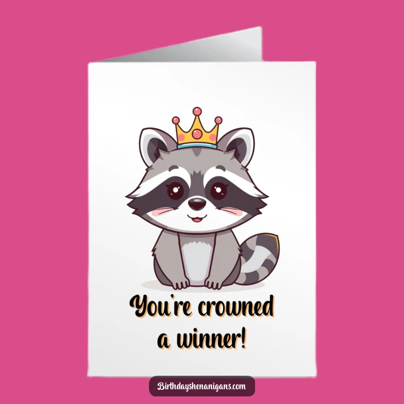 Free Printable Congrats Card: Raccoon Royalty Downloadable