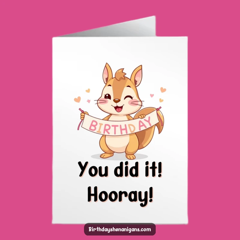 Free Printable Congrats Card: Squirrel Banner for Any Achievement Downloadable