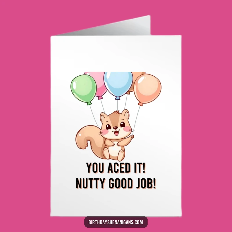 Free Printable Congrats Card: Whimsical Squirrel Balloon Card for a Joyful, Downloadable Gift