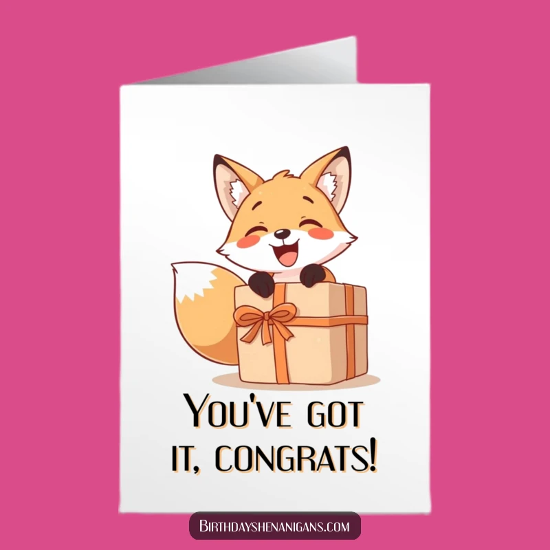 Free Printable Fox Congrats: Downloadable Funny Card for Exciting Achievements Gift