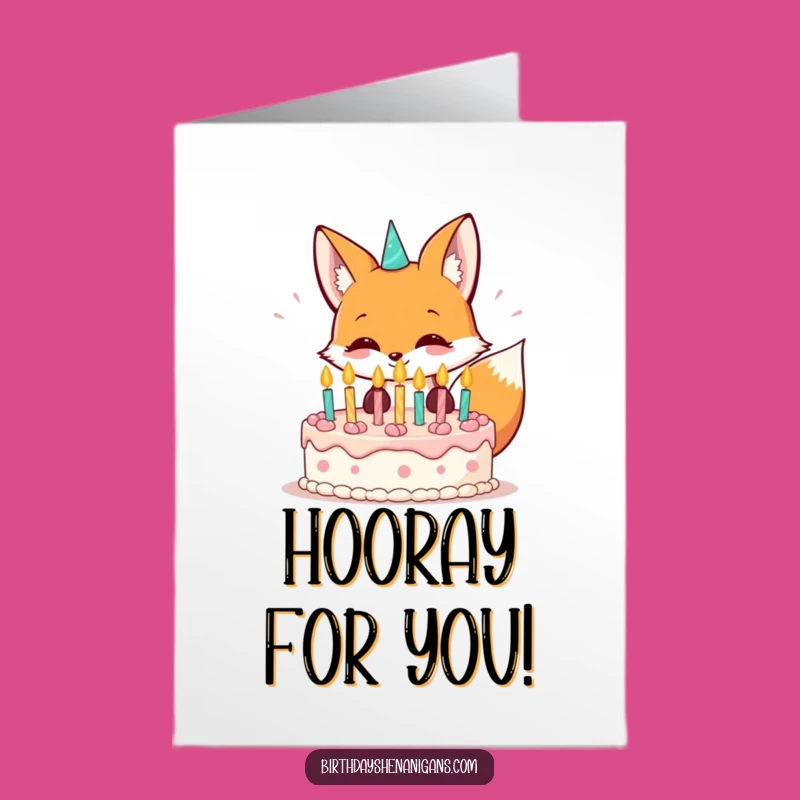 Free Printable Kawaii Fox Congrats Card: Funny Downloadable Birthday Art