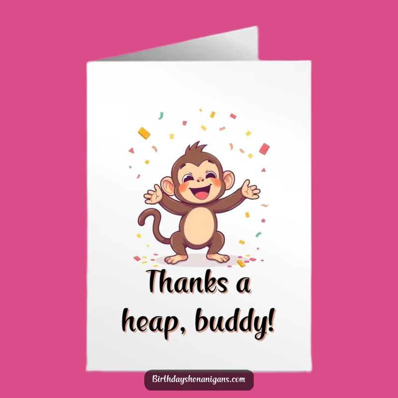 Free Printable Kawaii Monkey Thank You Card: Confetti Thanks DIY