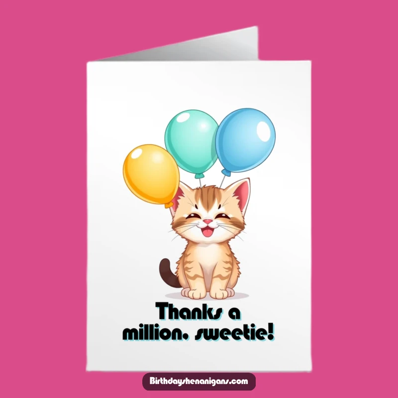 Free Printable Kitten Thank You Card: Giggling Balloon Balance for a Funny Downloadable Gift