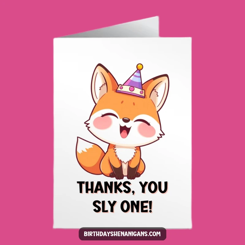 Free Printable Thank You Card: Fox Crown Thanks, Humorous DIY Gift