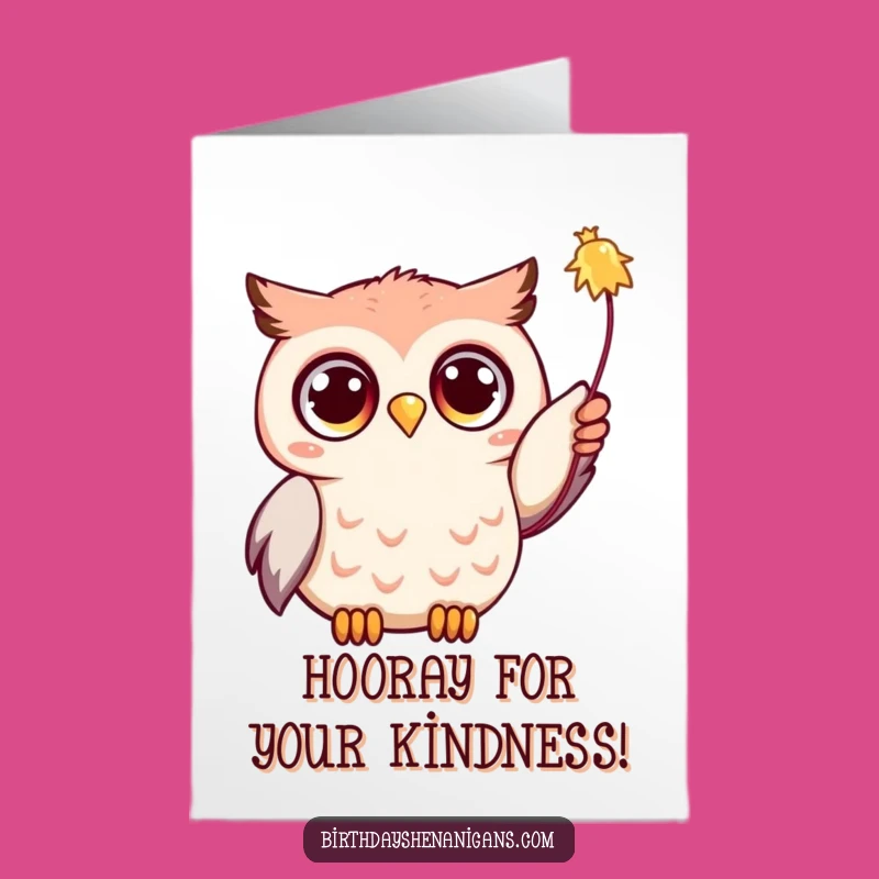 Free Printable Thank You Card: Funny Kawaii Owl & Streamers, Grateful Downloadable Greeting for Thanks