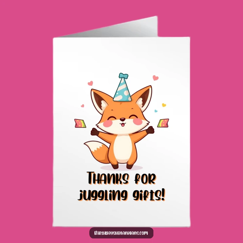 Free Printable Thank You Card: Kawaii Fox's Juggling Thanks