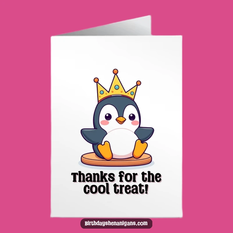 Free Printable Thank You Card: Kawaii Penguin's Crown Thanks
