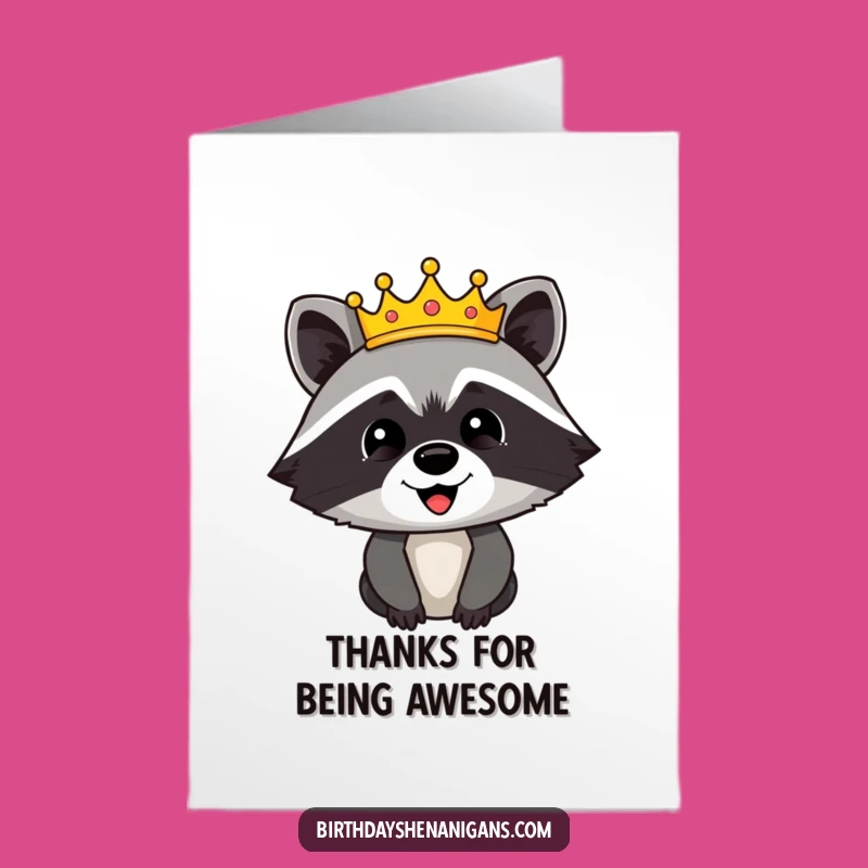 Free Printable Thank You Card: Raccoon Crown for Gracious Gratitude