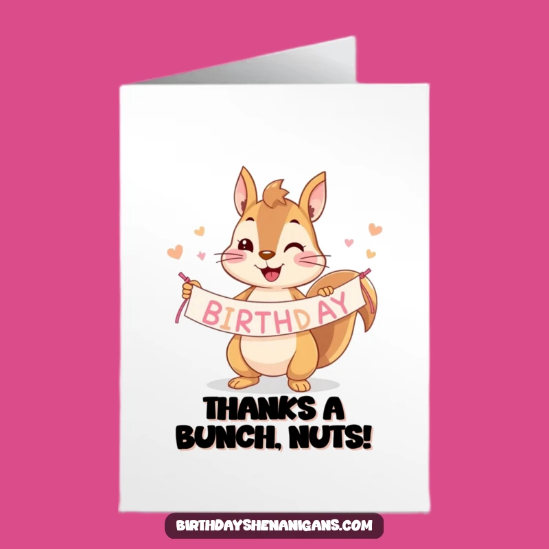 Free Printable Thank You Card: Squirrel Expressing Gratitude Downloadable