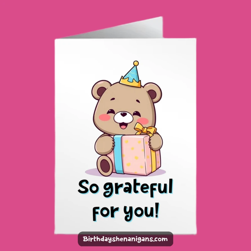 Free Printable Thank You Card: Bear And Giant Gift For Hilarious Gratitude